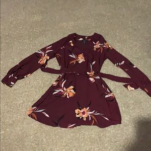 Maroon Floral print dress